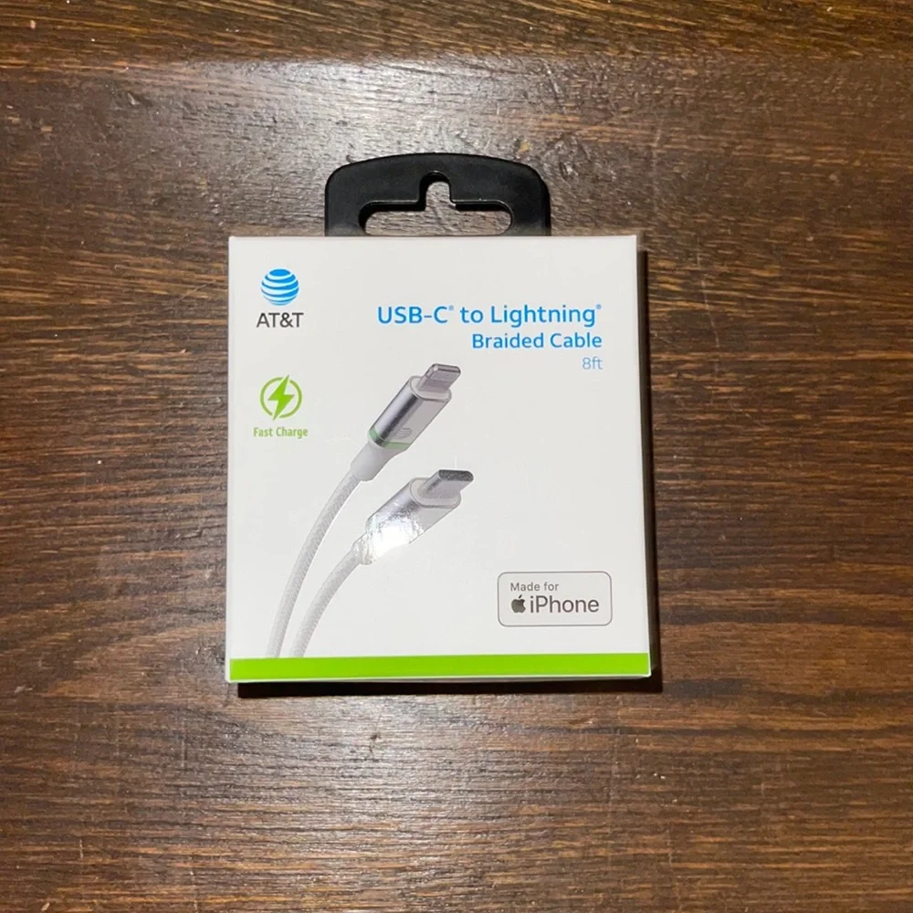 USB-C Lighting Braided Cable- New (Never opened)- Made for IPhone- 8 foot